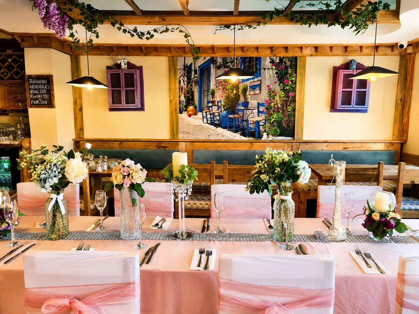 Private dining room set up under the pergola