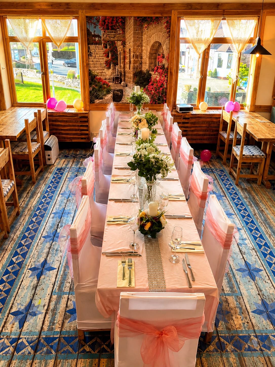 Long table set for a private event