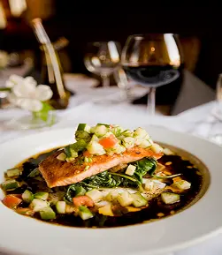 Baked fish table presentation